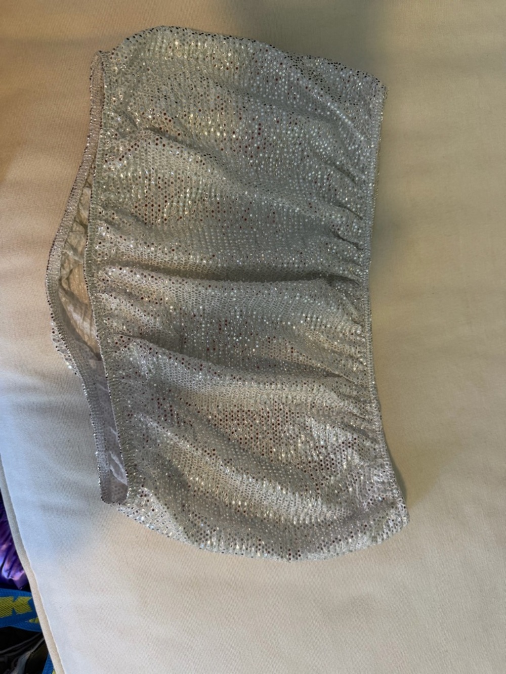 Show Me Your MuMu Silver Sequined Strapless Crop Top